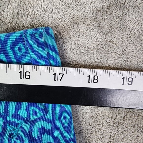 Womens American Eagle Shorts Teal Blue Geometric Design Midi Stretch Size 10 - Picture 8 of 12